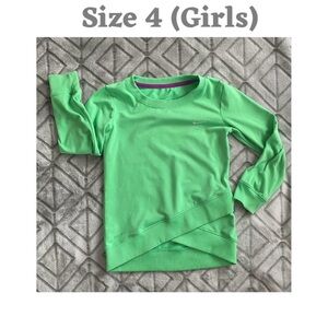 Nike Girls Green Dri-FIT Pullover T-Shirt Long Sleeve Crew Neck Size 4